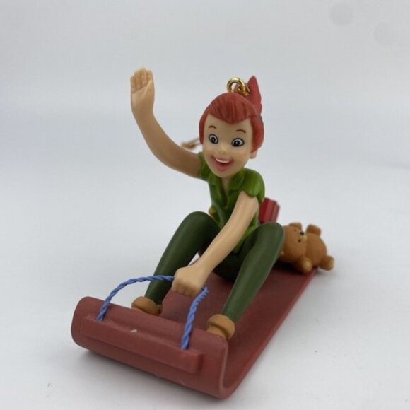 Disney Grolier Christmas Holiday Tree Ornament Peter Pan "Peter Pan On A Sled" - Picture 11 of 11